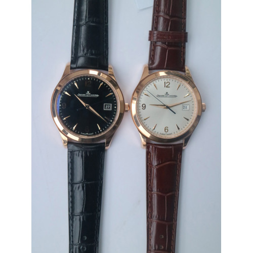 JLC Master Control Date 1542520 RG Black & Silver Dial Leather Strap ZF A899