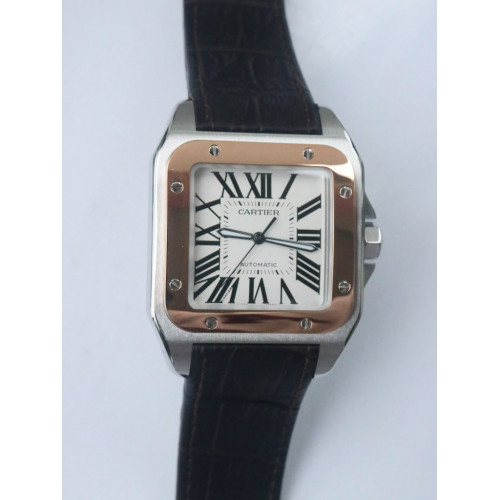 Santos de Cartier 40mm 2018 YG Bezel White Dial Leather V6F MIYOTA 9015