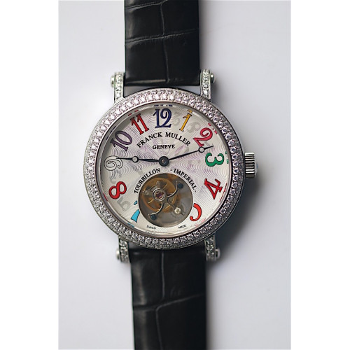 Color Dreams Tourbillon Diamond Bezel Black Croco Leather