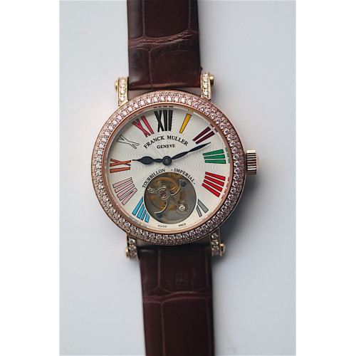 Color Dreams Tourbillon RG Diamond Bezel Brown Croco Leather