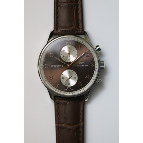 IWC Portuguese Chrono Brown/White SS Leather A7750