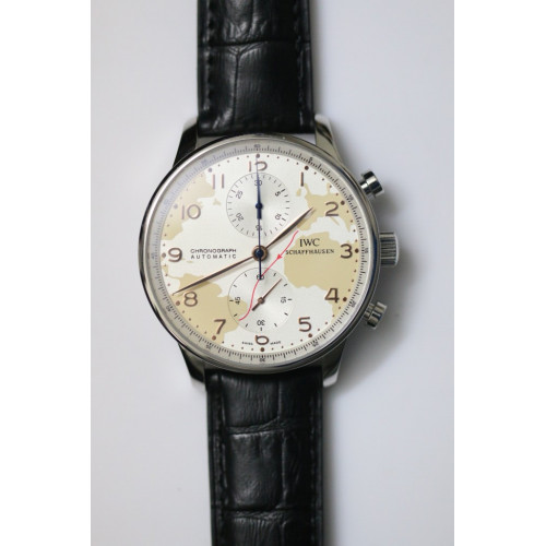 IWC Portuguese Chrono SS Map Dial Leather A7750