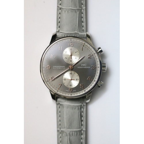 IWC Portuguese Chrono Grey SS Leather A7750