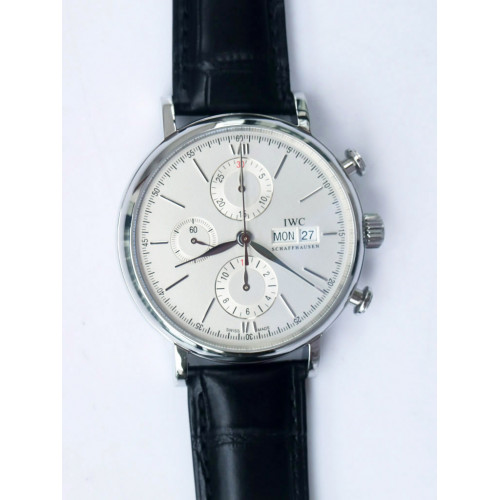 Portofino IW391001 White Dial Silver Markers Leather Strap ZF A7750