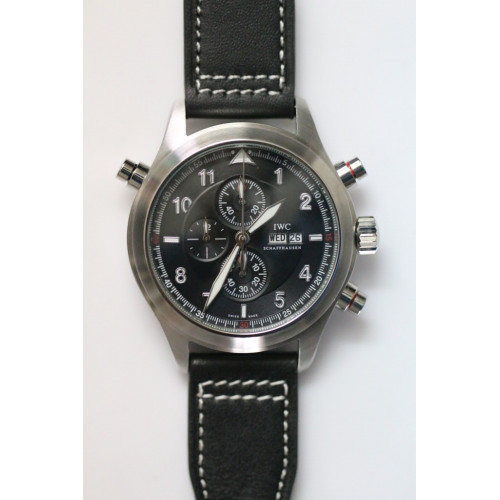 IWC SpitFire Chrono Doppel Black Leather Quartz