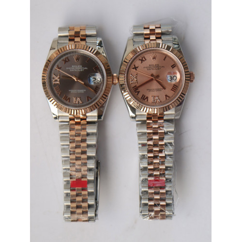 Rolex DateJust 36mm 126331 RG/SS Fluted Bezel Roman Markers Grey & Rose Gold Dial Jubilee Bracelet A2836 & A2813